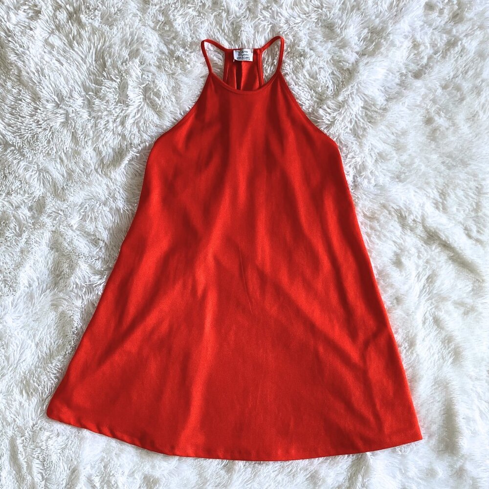 2010s Orange Baby Doll Halter Mini Dress - Medium